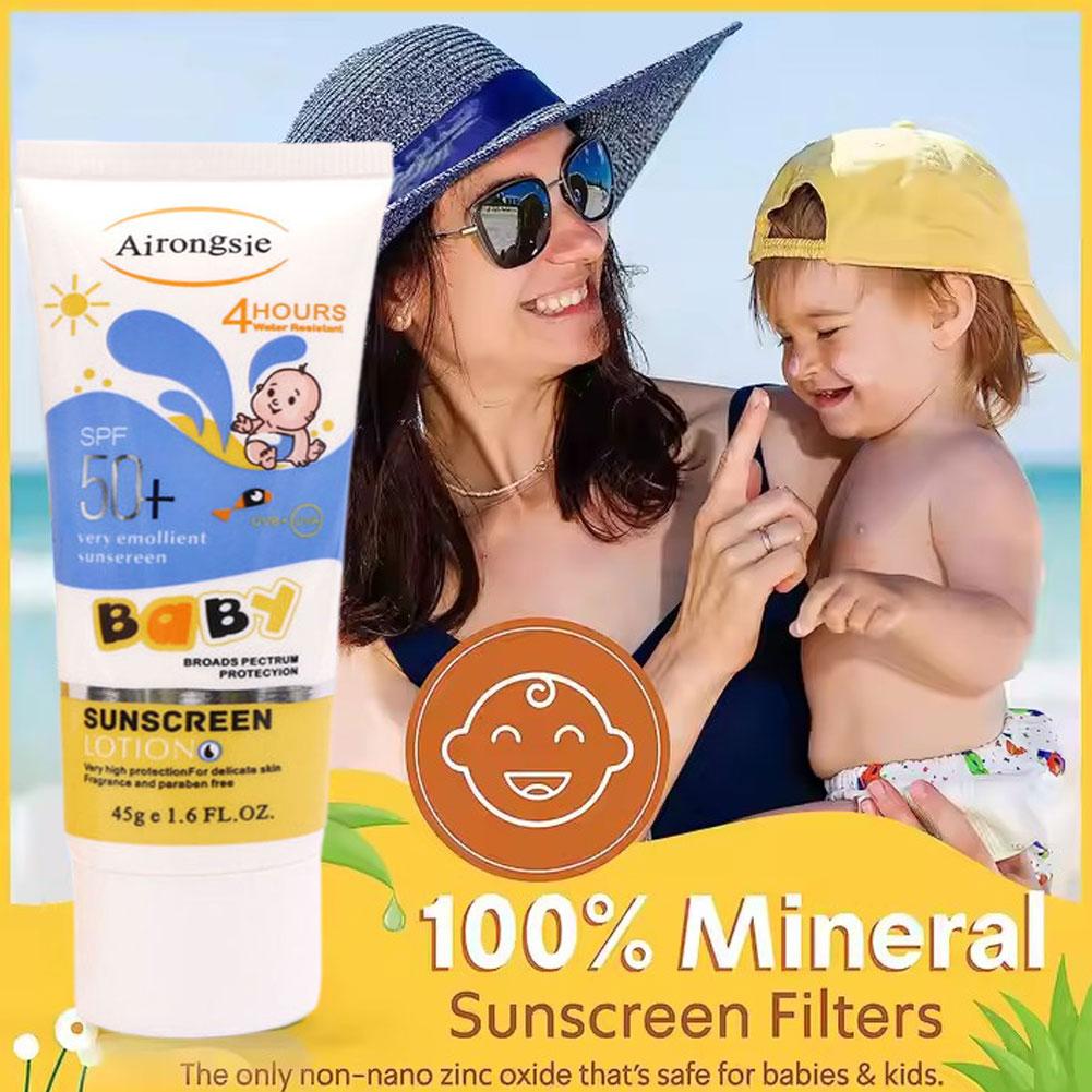 Baby Sunscreen Lotion - Детский солнцезащитный лосьон Airongsje SPF50+, водостойкий,